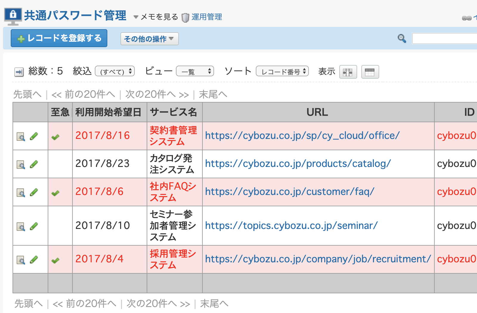 カスタムアプリ 共通パスワード管理 グループウェア サイボウズ Office