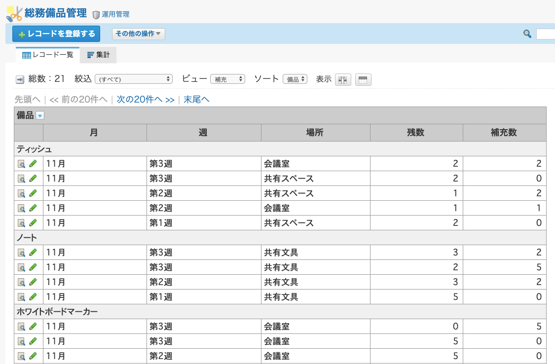 カスタムアプリ 総務備品管理 グループウェア サイボウズ Office