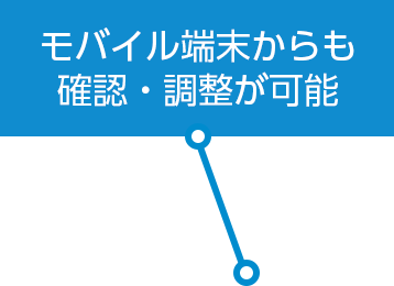 モバイル端末からも確認・調整が可能